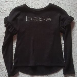 Bebe girls black rhinestone heavy sweater Size Large 14‎